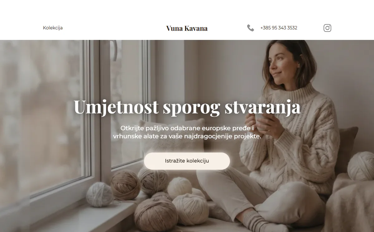 Domača stran spletne trgovine Vuna Kavana